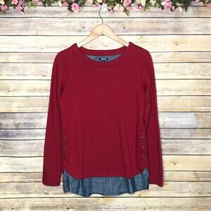 🌷5 for $25 IZOD Mixes Media Sweater Top with Polka Dots